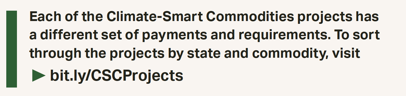 bitly URL for USDA Climate Smart Commodities Projects page bitly URL for USDA Climate Smart Commodities Projects page