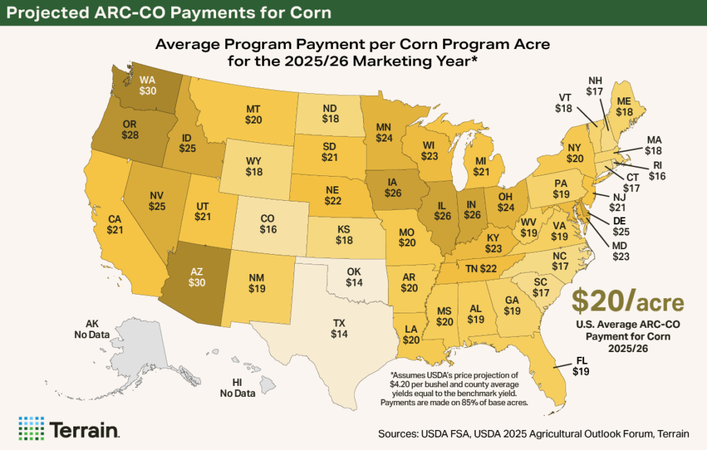 U.S. Map Projected ARC-CO Payments for Corn U.S. Map Projected ARC-CO Payments for Corn