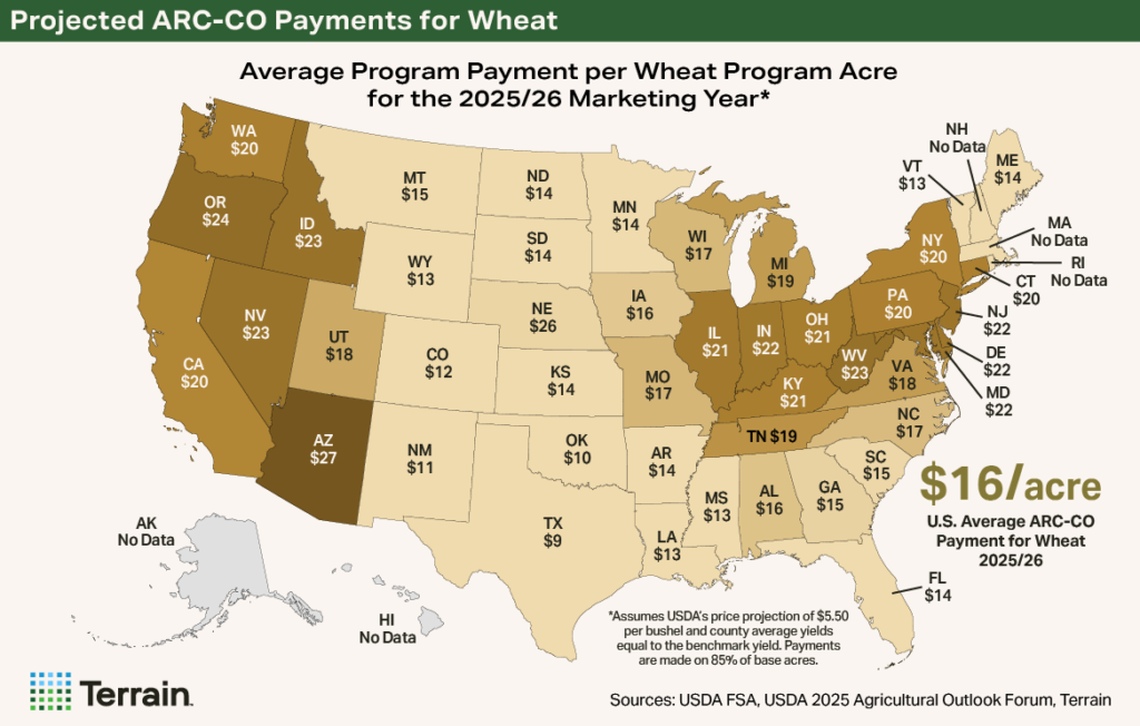 U.S. Map Projected ARC-CO Payments for Wheat U.S. Map Projected ARC-CO Payments for Wheat