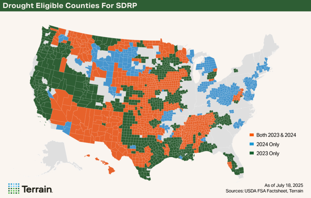 SDRP Map 2025 - Drought Eligible Counties for SDRP SDRP Map 2025 - Drought Eligible Counties for SDRP