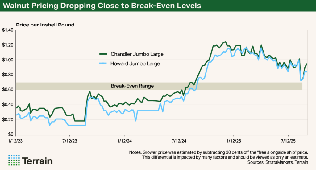 Chart 1 Walnuts Q4 2025 - Walnut Pricing Dropping Close to Break-Even Levels