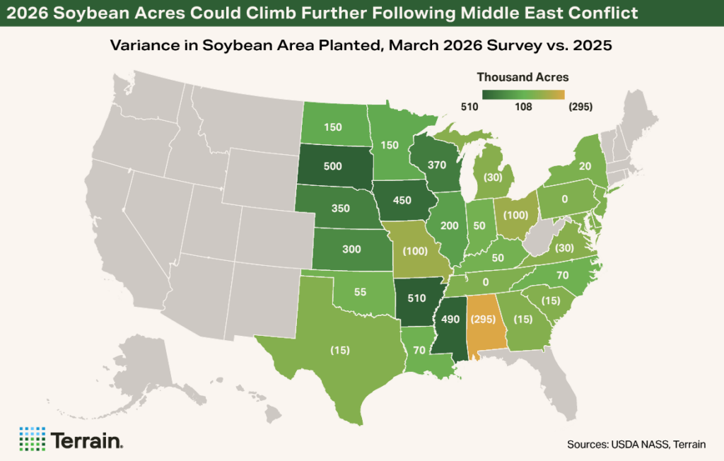 Map Soybean Q2 2026 - 2026 Soybean Acres Could Climb Further Following Middle East Conflict